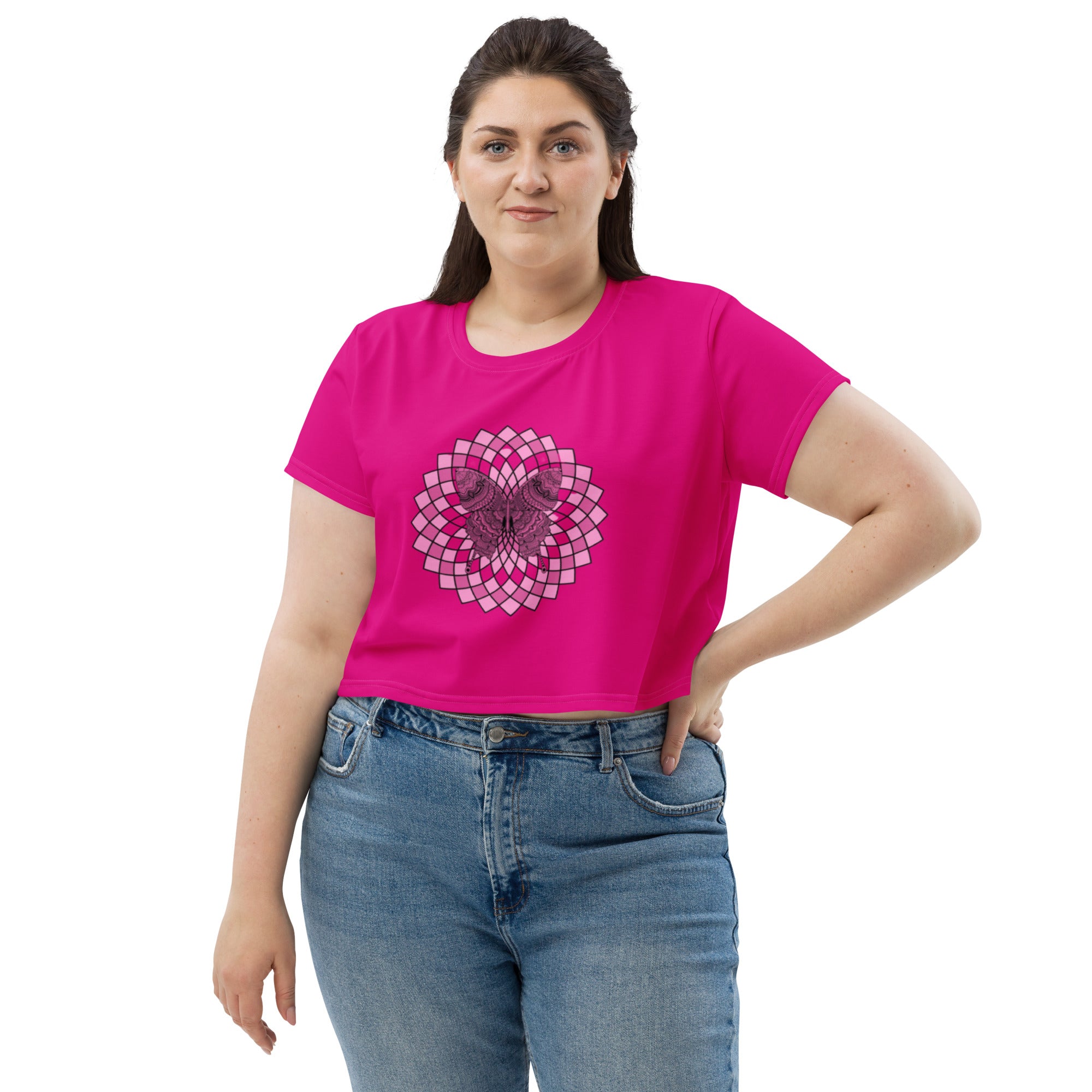 SHE REBEL - Butterfly Mandala Print Crop Top